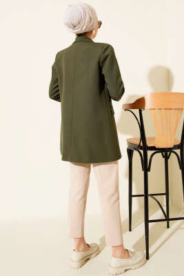 Astarı Leoparlı Kruvaze Ceket Haki - Ceket