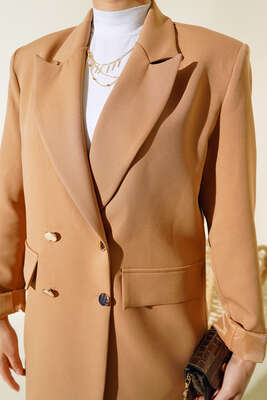 Astarlı Blazer Ceket Camel - Yeni Sezon Kadın Ceket