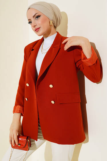 Astarlı Blazer Ceket Kiremit - Ceket
