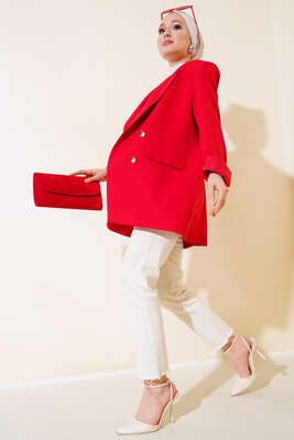 Astarlı Blazer Ceket Kırmızı - Thumbnail
