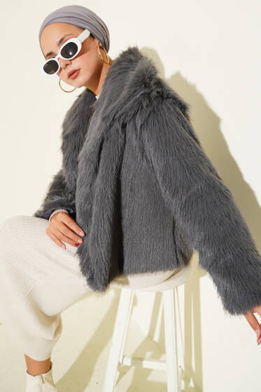 Astarlı Kürk Mont Füme - Mont