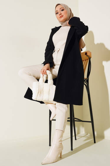 Astarsız Kaşe Kaban Siyah - Kaban