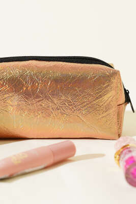 Astarsız Parlak Makyaj Çantası Bakır - Makyaj Aksesuarları