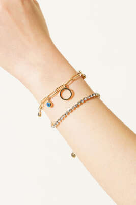 Ataç Zincir ve Su Yolu Kombinli Bileklik Gold - DEMİR BİJUTERİ