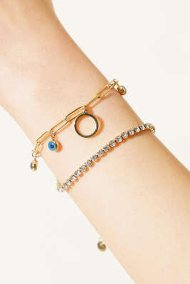 Ataç Zincir ve Su Yolu Kombinli Bileklik Gold - Bileklik