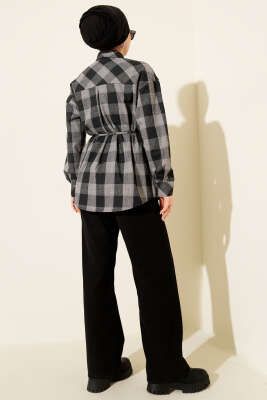 Atkı Detaylı Ekoseli Gömlek Antrasit - Günün Seçilenleri