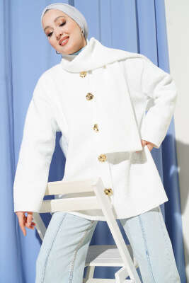 Atkılı Buklet Ceket Beyaz - SAS