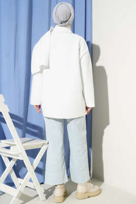 Atkılı Buklet Ceket Beyaz - Ceket