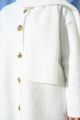 Atkılı Buklet Ceket Beyaz - Ceket