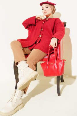 Atkılı Buklet Ceket Kırmızı - Ceket