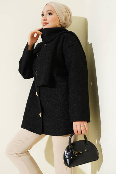 Atkılı Buklet Ceket Siyah - Ceket