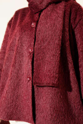 Atkılı Düğmeli Sakallı Ceket Bordo - Günün Seçilenleri