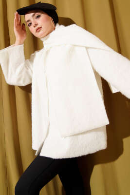 Atkılı Düğmeli Sakallı Ceket Ekru - VAV TEKSTİL