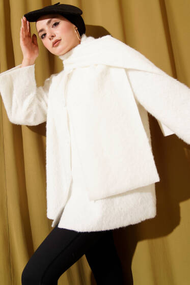 Atkılı Düğmeli Sakallı Ceket Ekru - Günün Seçilenleri