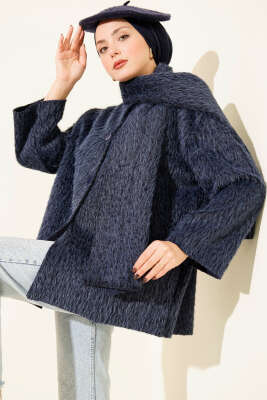 Atkılı Düğmeli Sakallı Ceket Lacivert - VAV TEKSTİL