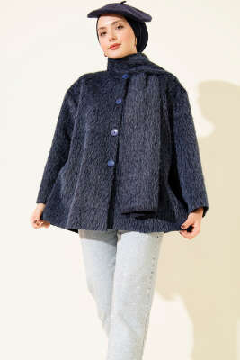 Atkılı Düğmeli Sakallı Ceket Lacivert - Ceket