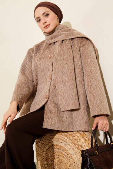 Atkılı Düğmeli Sakallı Ceket Latte - Günün Seçilenleri