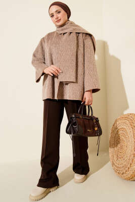 Atkılı Düğmeli Sakallı Ceket Latte - Günün Seçilenleri