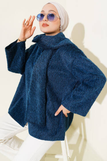 Atkılı Düğmeli Sakallı Ceket Petrol Yeşili - Ceket