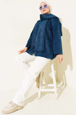 Atkılı Düğmeli Sakallı Ceket Petrol Yeşili - Ceket