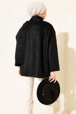 Atkılı Düğmeli Sakallı Ceket Siyah - Ceket