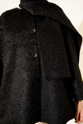 Atkılı Düğmeli Sakallı Ceket Siyah - Ceket