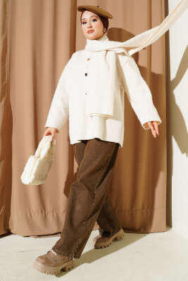 Atkılı Sakallı Ceket Ekru - DUFON