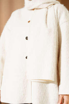 Atkılı Sakallı Ceket Ekru - Ceket