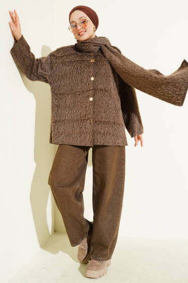 Atkılı Sakallı Ceket Vizon - Ceket