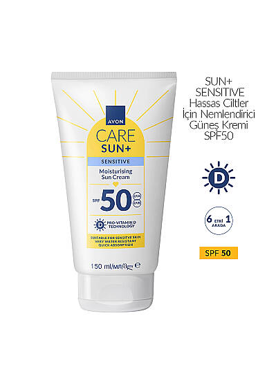 Avon Care Sun+ Nemlendirici Güneş Kremi SPF50 150 ml Sensitive - Güneş Kremi