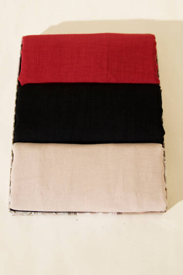 Aya Serisi İnce Pamuk 3'lü Şal Seti Asorti 1 - Düz Şal Seti