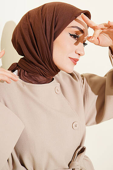 Aya Serisi İnce Pamuk Eşarp Acı Kahve - Başörtüsü