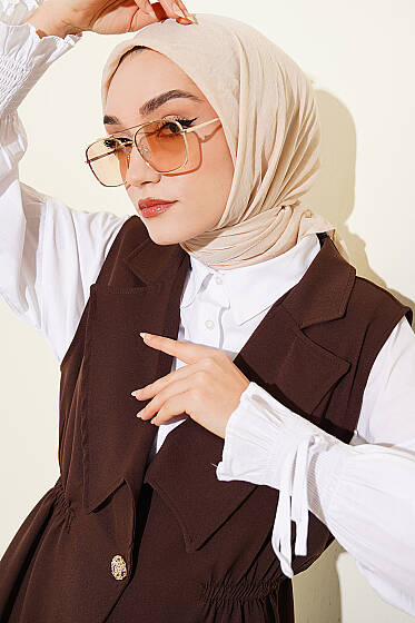 Aya Serisi İnce Pamuk Eşarp Bej - Başörtüsü