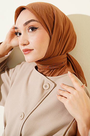 Aya Serisi İnce Pamuk Eşarp Camel - Başörtüsü
