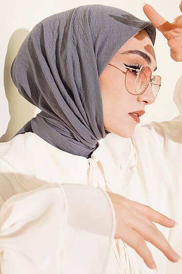 Aya Serisi İnce Pamuk Eşarp Füme - Başörtüsü