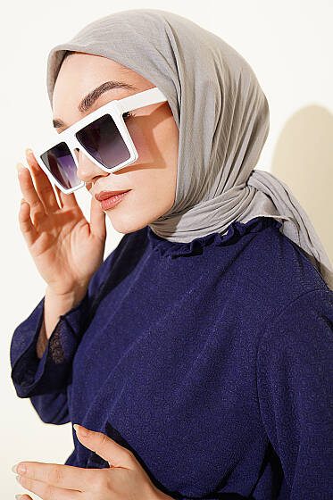 Aya Serisi İnce Pamuk Eşarp Gri - Başörtüsü