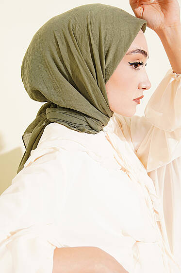 Aya Serisi İnce Pamuk Eşarp Haki - Başörtüsü