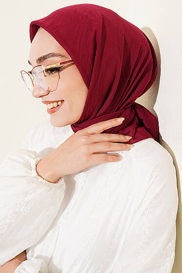Aya Serisi İnce Pamuk Eşarp Vişne - Başörtüsü