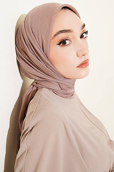 Aya Serisi İnce Pamuk Eşarp Vizon - Başörtüsü