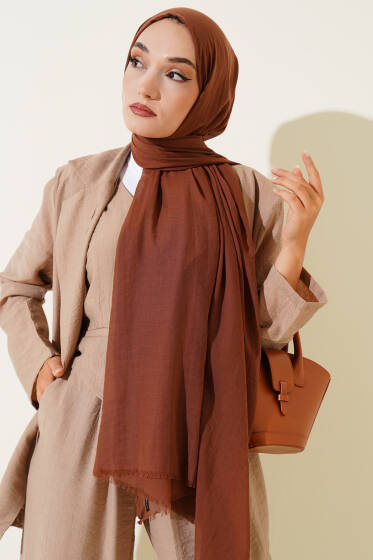 Aya Serisi İnce Pamuk Şal Açık Kahve -168 - Başörtüsü