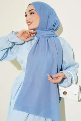 Aya Serisi İnce Pamuk Şal Bebe Mavi - Yılın Fırsatı