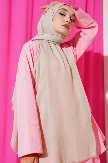 Aya Serisi İnce Pamuk Şal Bej -174 - Başörtüsü
