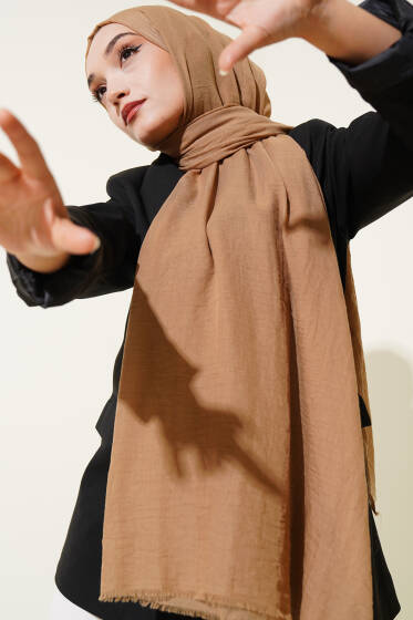 Aya Serisi İnce Pamuk Şal Camel -28 - Başörtüsü