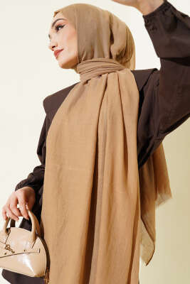 Aya Serisi İnce Pamuk Şal Camel -28 - Başörtüsü