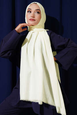 Aya Serisi İnce Pamuk Şal Ekru -32 - Başörtüsü