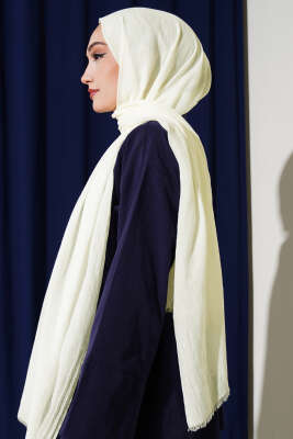 Aya Serisi İnce Pamuk Şal Ekru -32 - Başörtüsü