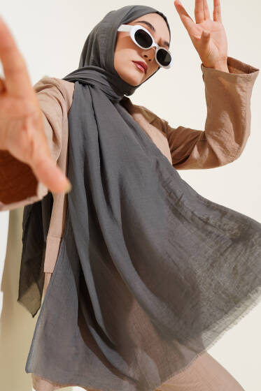 Aya Serisi İnce Pamuk Şal Füme -177 - Başörtüsü