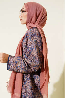 Aya Serisi İnce Pamuk Şal Gül Kurusu - Başörtüsü