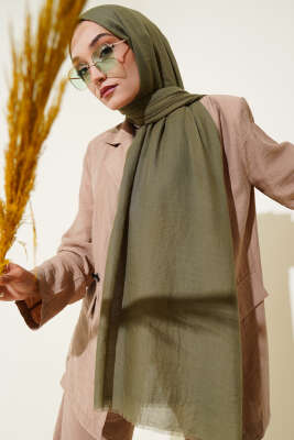 Aya Serisi İnce Pamuk Şal Haki -80 