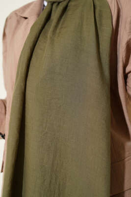 Aya Serisi İnce Pamuk Şal Haki -80 - Başörtüsü